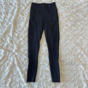 Athleta Delancey Moto Tight Leggings Black XS High Rise Moto Zip Ankle Work